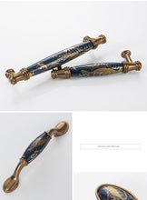 Load image into Gallery viewer, Navy Blue Ceramic Door Handles European Antique Furniture Handles Drawer Pulls Kitchen Cabinet Knobs And Handles Entry Door Handle With Door Lever For Right And Left Sided Doors
