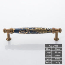 Load image into Gallery viewer, Navy Blue Ceramic Door Handles European Antique Furniture Handles Drawer Pulls Kitchen Cabinet Knobs And Handles Entry Door Handle With Door Lever For Right And Left Sided Doors
