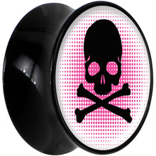 Load image into Gallery viewer, Black Acrylic Pink Black Skull Saddle Plug Set 20mm
