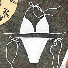Load image into Gallery viewer, Neon Pink Bikini Women Swimwear Halter Swimsuit Female Two-Pieces Bikini Set Swimwear Halter String Triangle Bikini Sets Bather Bathing Suit Swim
