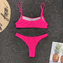 Load image into Gallery viewer, Neon Yellow Green Swimsuit Women Push Up Padded Micro Bikini Summer Beach Bathing Suit Beach Swimwear  Women's Scoop Neck Cut Out Front Lace Up Back High Cut One Piece Swimsuit
