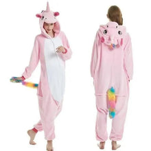 Load image into Gallery viewer, New Animal Pajamas Women Unicorn Sleepwear Panda Pajama Cartoon Overalls Winter Rabbit Nightie Jumpsuit For Winter Girls Unicorn Pajamas Costume Fleece Hooded Animal Sleepwear Christmas Cosplay Unicorn Gift
