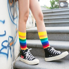 Load image into Gallery viewer, New Arrival Cotton Elasticity Sweat Women Long Sock Candy Colors Rainbow Patterned Sporty Retro Harajuku Casual Socks For Men And Women
