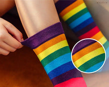 Load image into Gallery viewer, New Arrival Cotton Elasticity Sweat Women Long Sock Candy Colors Rainbow Patterned Sporty Retro Harajuku Casual Socks For Men And Women
