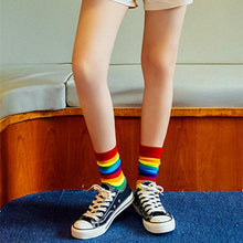 Load image into Gallery viewer, New Arrival Cotton Elasticity Sweat Women Long Sock Candy Colors Rainbow Patterned Sporty Retro Harajuku Casual Socks For Men And Women

