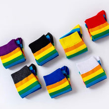 Load image into Gallery viewer, New Arrival Cotton Elasticity Sweat Women Long Sock Candy Colors Rainbow Patterned Sporty Retro Harajuku Casual Socks For Men And Women
