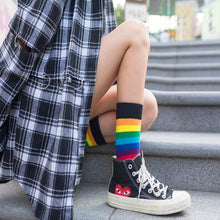 Load image into Gallery viewer, New Arrival Cotton Elasticity Sweat Women Long Sock Candy Colors Rainbow Patterned Sporty Retro Harajuku Casual Socks For Men And Women
