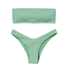 Load image into Gallery viewer, New Bikini High Waist Strapless Bikini Women Swimwear Women Swimsuit Padded Bathing Suit Pure Color Women's Bandeau Bikini Top-High Leg High Waist Bikini Bottom Set
