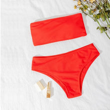 Load image into Gallery viewer, New Bikini High Waist Strapless Bikini Women Swimwear Women Swimsuit Padded Bathing Suit Women High Waist Bikini Set Strapless 2 Piece Bathing Suit Swimsuits
