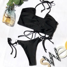 Load image into Gallery viewer, New Bikini Set Women Solid Female Cut Bikinis Swimwear Push Up Swimsuit Bath Suit Women's Bikini Padded Cutout Strappy Halter Swimsuits Two Piece Bathing Suits
