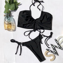 Load image into Gallery viewer, New Bikini Set Women Solid Female Cut Bikinis Swimwear Push Up Swimsuit Bath Suit Women's Bikini Padded Cutout Strappy Halter Swimsuits Two Piece Bathing Suits
