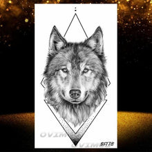 Load image into Gallery viewer, New Black Wolf Forest Sticker Tattoos Temporary Tree Fierce Animal Body Tattoo Luxury Design Custom Tatoos For Mens
