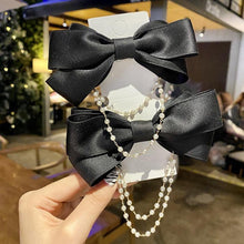 Load image into Gallery viewer, New Bow Pearls Chain Barrettes Hairpins For Women Rhinestone Spring Hair Clips Ribbon Headband Ponytail Headdress Wedding Hair Accessories for Brides and Bridesmaids
