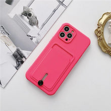 Load image into Gallery viewer, New Candy Color Wallet Card Case For iPhone 13 11 12 14 Pro Max Soft Silicone Shockproof Cover Silicone Protective Case Soft Slim Card Slot Case Compatible with iPhone 11 Purple Phone Case
