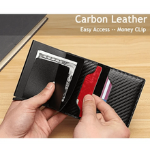 Load image into Gallery viewer, New Carbon Fiber Card Holder Wallets Luxury Men  Black Magic Leather Cool Slim Mini Wallet Small Money Bag Male Purses Magnet Closure Wallet
