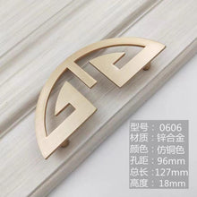 Load image into Gallery viewer, New Chinese Golden Cupboard Door Drawer Concealed Buckle Handle Wardrobe Zinc Alloy Hardware Handle Kitchen Cupboard Hardware Modern Style Furniture Door Pulls
