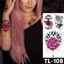 Load image into Gallery viewer, New Colorful And Black Womens Tattoo Temporary Flower Waterproof Elegant Modern Tattoo Realistic Design

