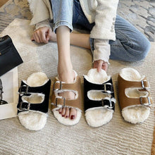 Load image into Gallery viewer, New Cotton Wool Shoes Double Buckle Belt Wool Shoes Indoor Outdoor Wear Warm Slippers Comfy Soft Women Slippers Fur Lined Orthopedic Indoor House Shoes With Adjustable Buckle
