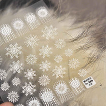Load image into Gallery viewer, New Craft Nail Stickers Japanese 5d Nails Sticker Three-dimensional Snowflake Nail art Stickers Decals Decoration Decals Snowflakes Elk Bear Christmas Xmas Stickers Snowflakes Nail Water Decals Christmas White Snow Transfer Sticker Decoration Slider
