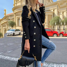 Load image into Gallery viewer, New Dazzling Faux Wool Blends Women's Long Coats Collar Double Breasted Vintage Elegant Lady Plus Size Jackets Winter Outerwear
