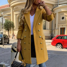Load image into Gallery viewer, New Dazzling Faux Wool Blends Women's Long Coats Collar Double Breasted Vintage Elegant Lady Plus Size Jackets Winter Outerwear
