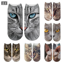 Load image into Gallery viewer, 3D Printed Women Winter Christmas Socks Funny Creative Pet Cat Face Unisex Cotton Ankle Socks Children Gift Animal Lover Socks For Men And Women
