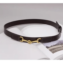 Load image into Gallery viewer, Simple Black Plain Leather Belt For Women Classic Thin Skinny Waistbands Casual Women Dress Belts
