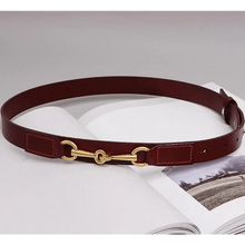 Load image into Gallery viewer, Simple Black Plain Leather Belt For Women Classic Thin Skinny Waistbands Casual Women Dress Belts
