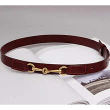 Load image into Gallery viewer, Simple Black Plain Leather Belt For Women Classic Thin Skinny Waistbands Casual Women Dress Belts
