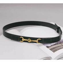 Load image into Gallery viewer, Simple Black Plain Leather Belt For Women Classic Thin Skinny Waistbands Casual Women Dress Belts

