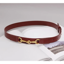 Load image into Gallery viewer, Simple Black Plain Leather Belt For Women Classic Thin Skinny Waistbands Casual Women Dress Belts
