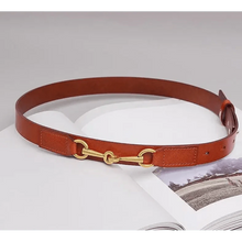 Load image into Gallery viewer, Simple Black Plain Leather Belt For Women Classic Thin Skinny Waistbands Casual Women Dress Belts
