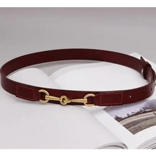 Load image into Gallery viewer, Simple Black Plain Leather Belt For Women Classic Thin Skinny Waistbands Casual Women Dress Belts

