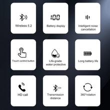 Load image into Gallery viewer, New Digital Display Wireless Single Ear Headset Bluetooth-compatible Earphone 5.2 Long Standby Time LED Power Digital Display Earphone Elegant Design Improved Comfort Long Range Wireless Hands Free Earphone For Drivers Canceling Headphones For Business
