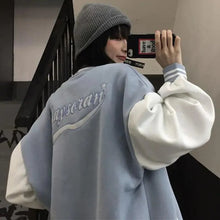 Load image into Gallery viewer, New Elegance Spring Autumn Coat Baseball Bomber Jacket Loose Letter R Men Women Couples Tops Plus Size Jackets Streetwear
