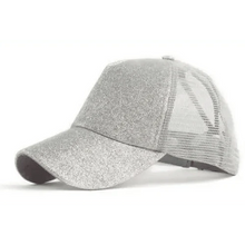 Load image into Gallery viewer, New Elegant Glitter Ponytail Baseball Caps Sequins Shining High Quality Fashionable Cap For Womens Messy Bun Adjustable Snapback Hip Hop Hat
