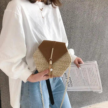 Load image into Gallery viewer, New Famous Mulit Style Straw+leather Handba For Women And Girls  New Fashion Summer Bag Handmade Woven Beach Circle Shoulder Bag
