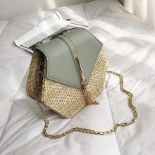 Load image into Gallery viewer, New Famous Mulit Style Straw+leather Handba For Women And Girls  New Fashion Summer Bag Handmade Woven Beach Circle Shoulder Bag
