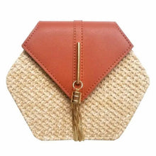 Load image into Gallery viewer, New Famous Mulit Style Straw+leather Handba For Women And Girls  New Fashion Summer Bag Handmade Woven Beach Circle Shoulder Bag
