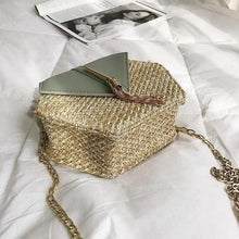 Load image into Gallery viewer, New Famous Mulit Style Straw+leather Handba For Women And Girls  New Fashion Summer Bag Handmade Woven Beach Circle Shoulder Bag
