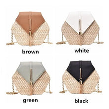 Load image into Gallery viewer, New Famous Mulit Style Straw+leather Handba For Women And Girls  New Fashion Summer Bag Handmade Woven Beach Circle Shoulder Bag
