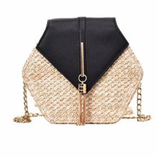 Load image into Gallery viewer, New Famous Mulit Style Straw+leather Handba For Women And Girls  New Fashion Summer Bag Handmade Woven Beach Circle Shoulder Bag
