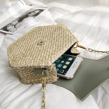 Load image into Gallery viewer, New Famous Mulit Style Straw+leather Handba For Women And Girls  New Fashion Summer Bag Handmade Woven Beach Circle Shoulder Bag
