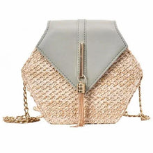 Load image into Gallery viewer, New Famous Mulit Style Straw+leather Handba For Women And Girls  New Fashion Summer Bag Handmade Woven Beach Circle Shoulder Bag
