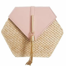 Load image into Gallery viewer, New Famous Mulit Style Straw+leather Handba For Women And Girls  New Fashion Summer Bag Handmade Woven Beach Circle Shoulder Bag
