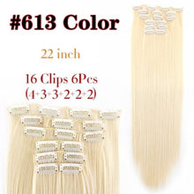 Load image into Gallery viewer, New Fashion 16 Clip In Hair Extension Long Straight Natural Black 6 Pcs/Set 16 Clips 22 Inch Synthetic Hair Piece Wigs For Black Women Cosplay Wigs For Women
