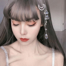 Load image into Gallery viewer, New Fashion Crystal Rhinestone Moon Tassel Hairpin Five-pointed Star Pendant Luxury Jewelry Crystal Side Clip Gorgeous Hair Accessories For Women
