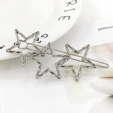 Load image into Gallery viewer, New Fashion Girl Love Five-pointed Star Alloy Clip Bangs Clip Adult Simple Hollow Crystal Hairpin Hair Clip Metal Alloy Barrettes Hair Accessories for Party Wedding
