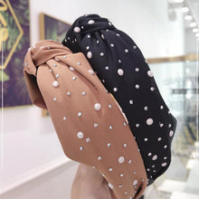 Load image into Gallery viewer, New Fashion Girls Headband Handmade Shining Pearls Rhinestone Ornament Hairband Women Middle Knot Turban Gorgeous Hair Accessories For Women

