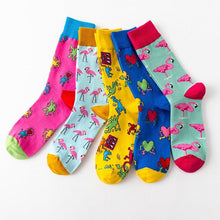 Load image into Gallery viewer, New Fashion Pure Soft Cotton Cartoon Animals Casual Socks Loving Heart Flamingo Women Cute Funny Short Ankle Socks For Men And Women
